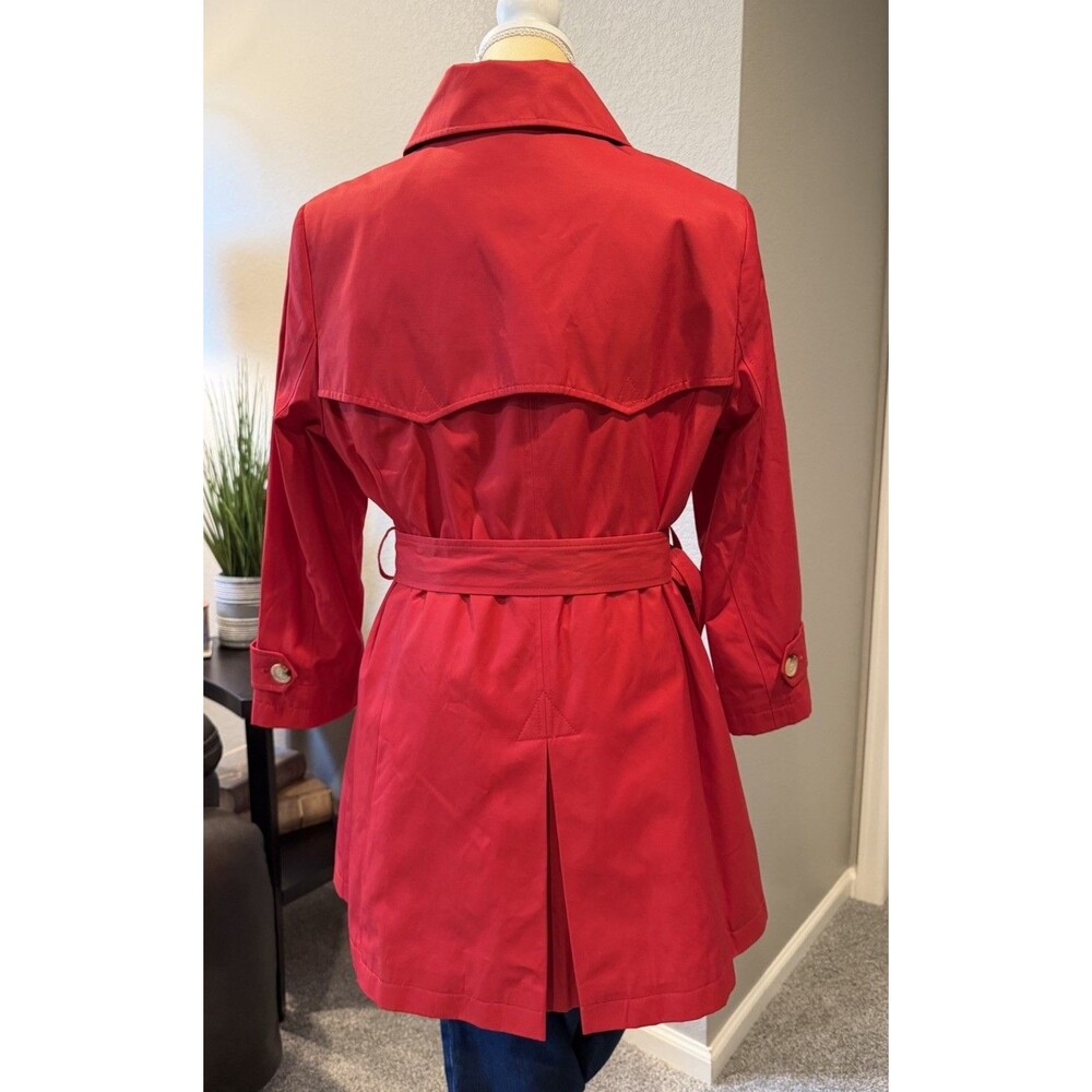 Ralph Lauren Black Label Women's Red Belted Double Breasted Trench Coat Luxury - Picture 4 of 13